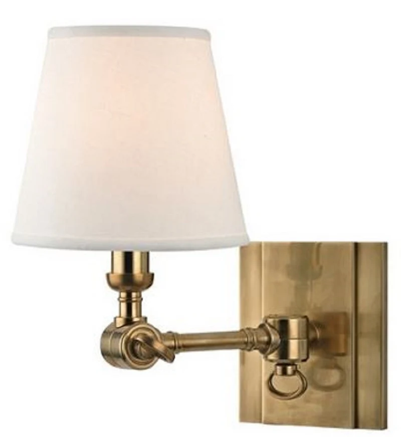 Casa Padrino Luxus Wandleuchte Antik Messing / Weiß 15,2 x 24,1 x H. 25,4 cm - Wandlampe mit Schwenkarm