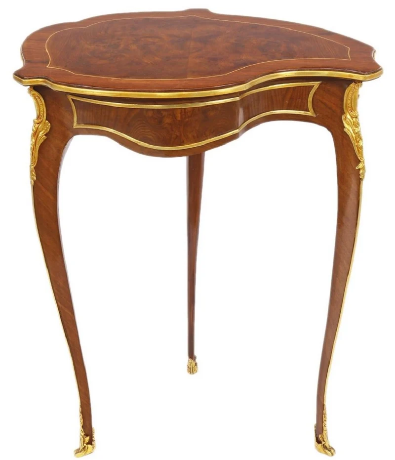Casa Padrino Barock Mahagoni Beistelltisch Braun / Gold 56 x 40 x H. 75 cm - Barock Wohnzimmermöbel