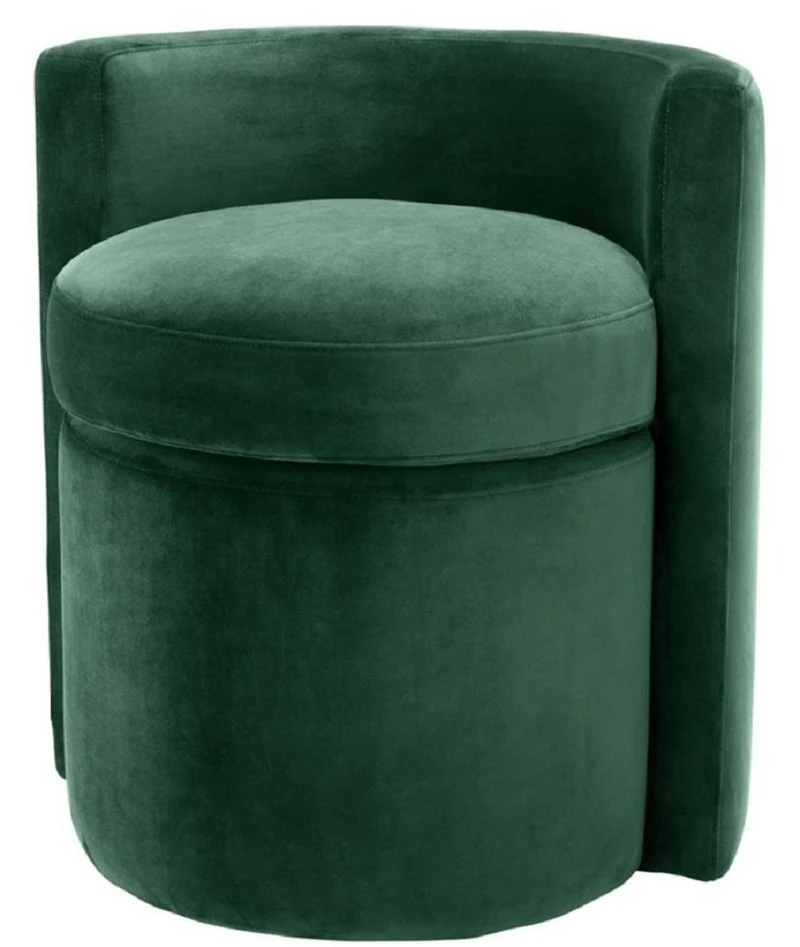 Casa Padrino Designer Sessel Dunkelgrün 61 x 57 x H. 64 cm - Runder Samt Sessel - Luxus Möbel