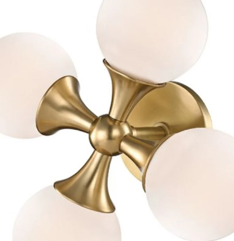 Casa Padrino Luxus LED Wandleuchte Antik Messingfarben / Weiß 35,6 x 17,2 x H. 35,6 cm - Wandlampe mit kugelförmigen Glas Lampenschirmen