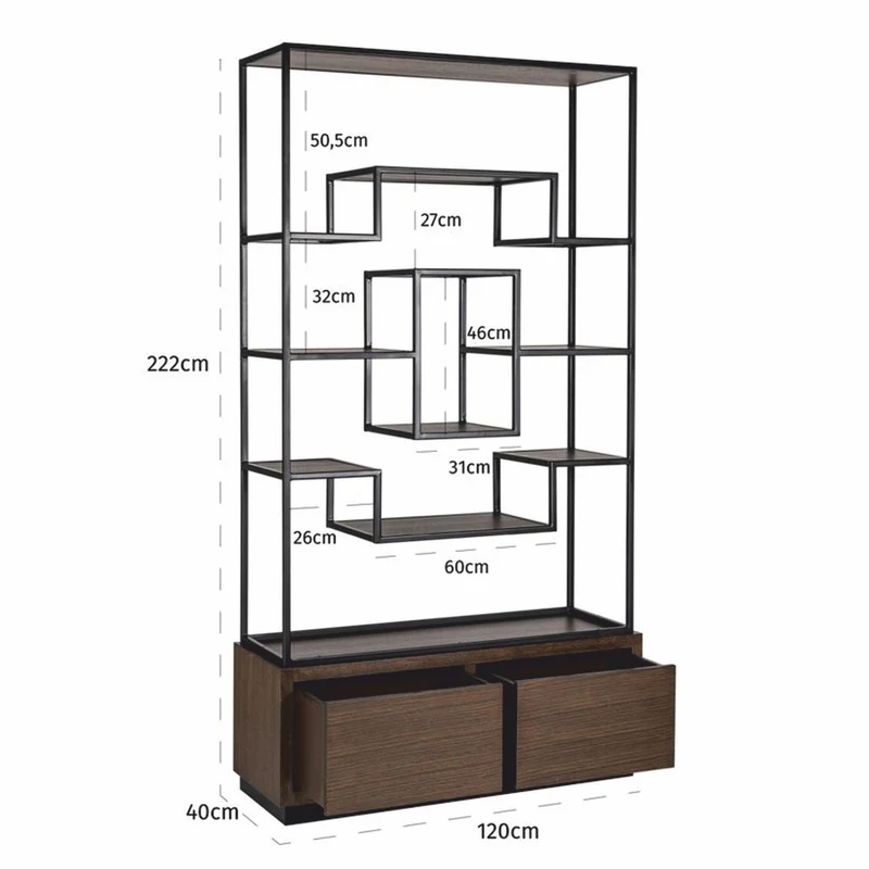 Casa Padrino Luxus Regalschrank Dunkelbraun / Schwarz 120 x H. 240 cm - Luxus Möbel
