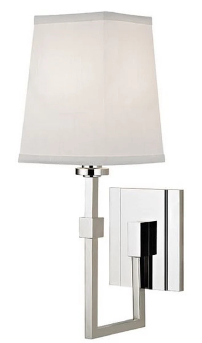 Casa Padrino Luxus Wandleuchte Silber / Weiß 13,3 x 19,1 x H. 38,7 cm - Wandlampe mit Lampenschirm