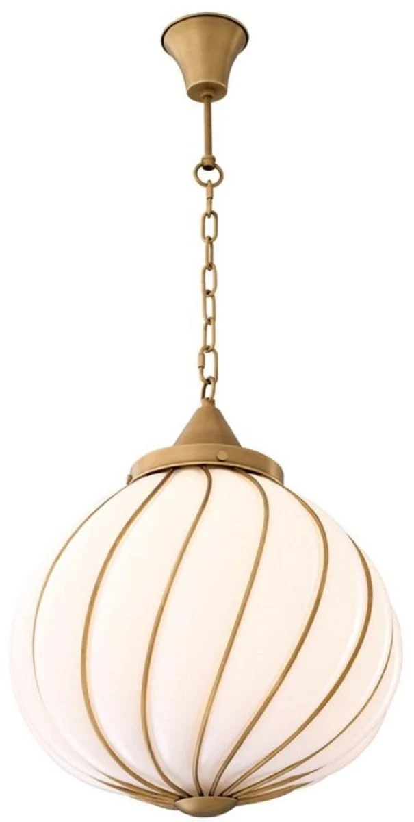 Casa Padrino Luxus Kronleuchter Antik Messingfarben / Weiß Ø 43 x H. 50 cm - Luxus Kollektion