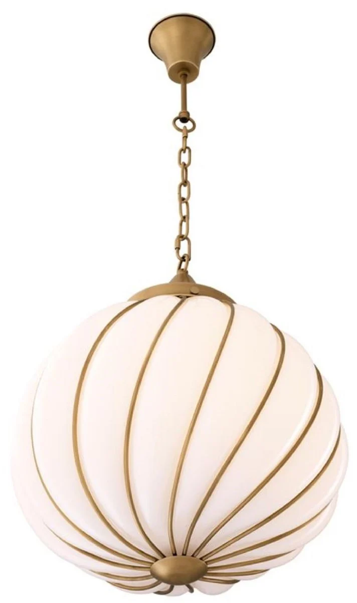 Casa Padrino Luxus Kronleuchter Antik Messingfarben / Weiß Ø 43 x H. 50 cm - Luxus Kollektion