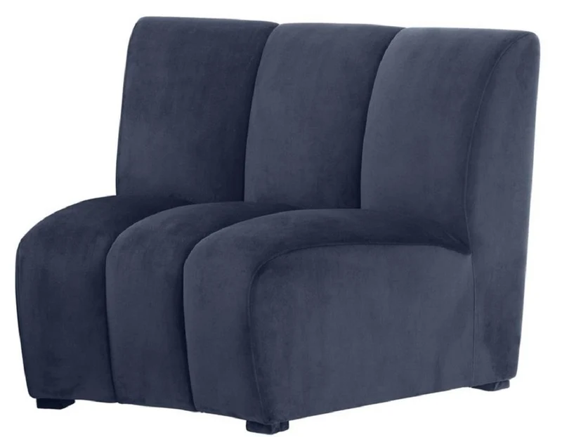 Casa Padrino Luxus Samt Couch Mitternachtsblau 109 x 95 x H. 83,5 cm - Gebogenes & Erweiterbares Luxus Wohnzimmer Sofa