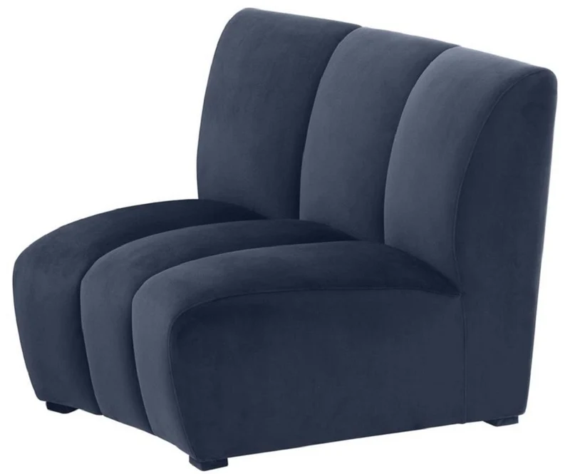 Casa Padrino Luxus Samt Couch Mitternachtsblau 109 x 95 x H. 83,5 cm - Gebogenes & Erweiterbares Luxus Wohnzimmer Sofa