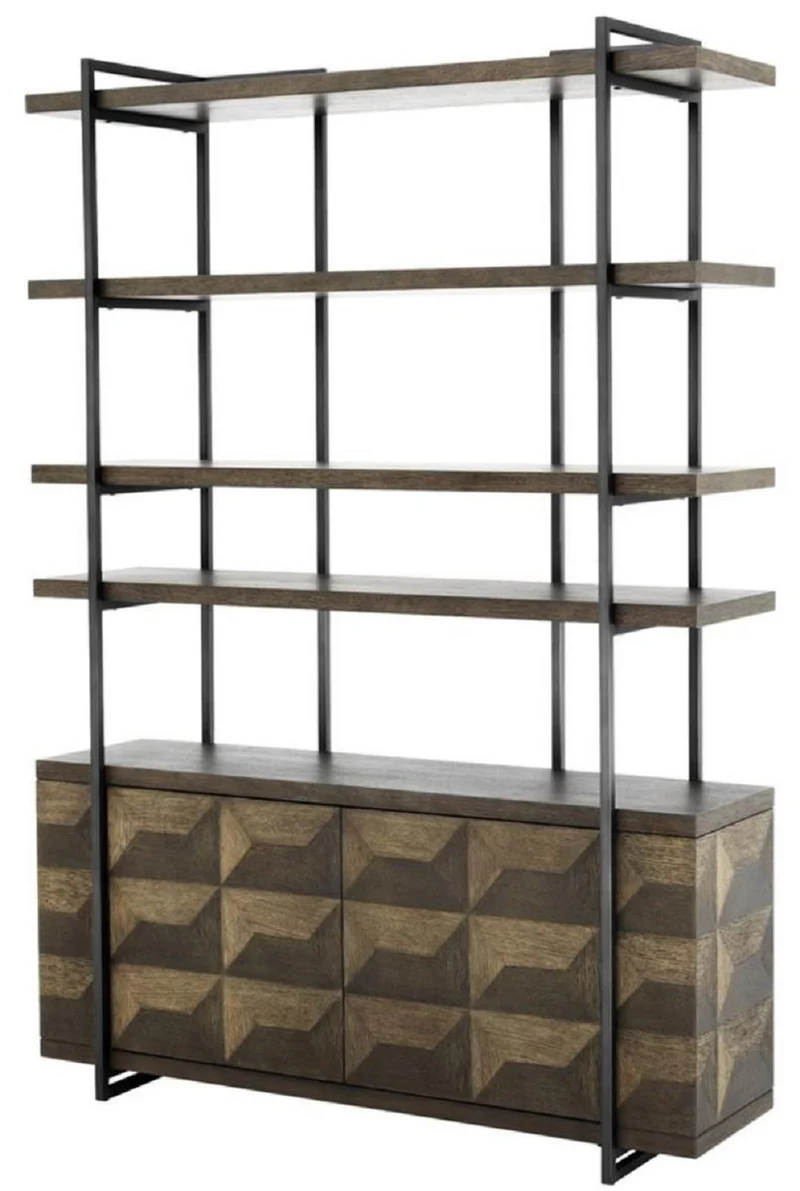 Casa Padrino Luxus Regalschrank mit 2 Türen Braun / Bronze 140 x 40 x H. 200 cm - Wohnzimmerschrank