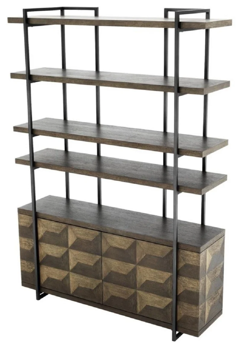 Casa Padrino Luxus Regalschrank mit 2 Türen Braun / Bronze 140 x 40 x H. 200 cm - Wohnzimmerschrank
