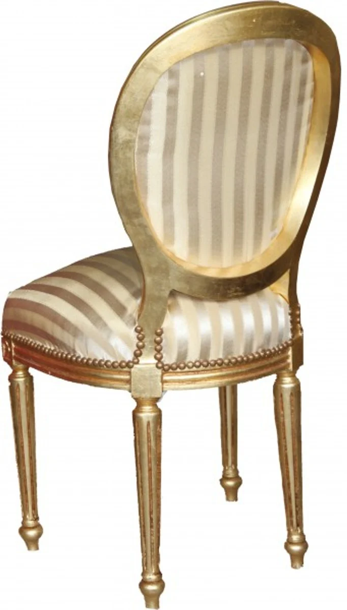 Casa Padrino Barock Esszimmer Stuhl Gold / Gold Mod2 / Rund - Möbel Interior Einrichtung