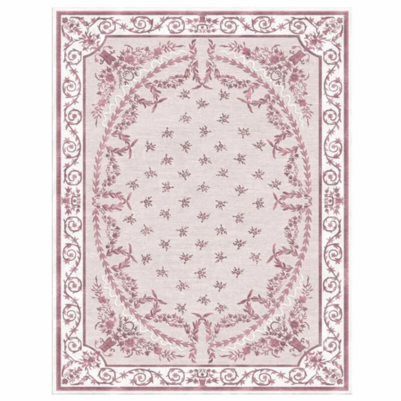 Casa Padrino Luxus Barock Wollteppich Pink / Weiß - Verschiedene Größen