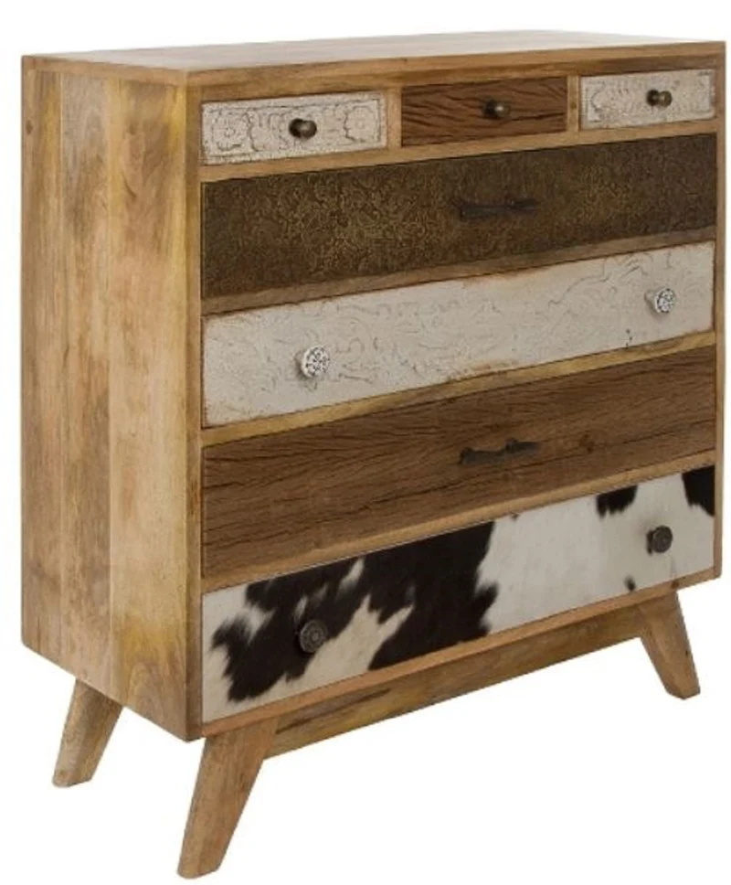 Casa Padrino Landhausstil Kommode mit 7 Schubladen Naturfarben / Mehrfarbig 70 x 30 x H. 80 cm - Landhausstil Möbel