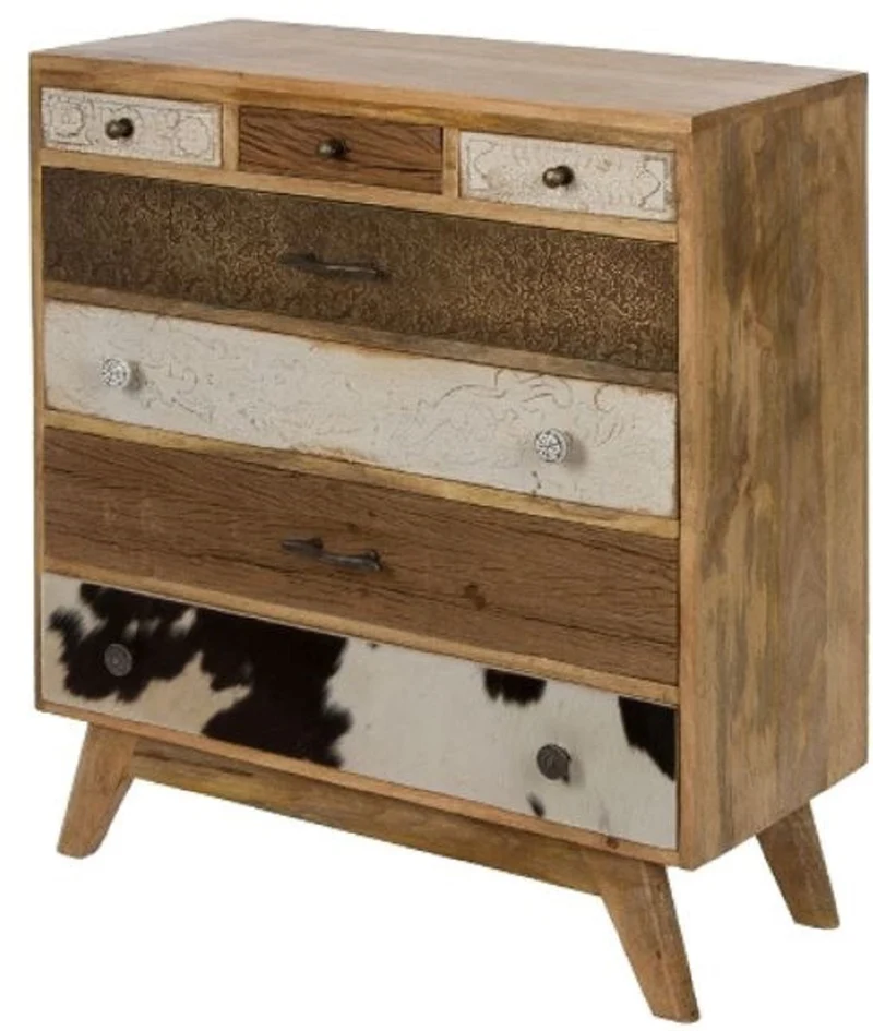 Casa Padrino Landhausstil Kommode mit 7 Schubladen Naturfarben / Mehrfarbig 70 x 30 x H. 80 cm - Landhausstil Möbel