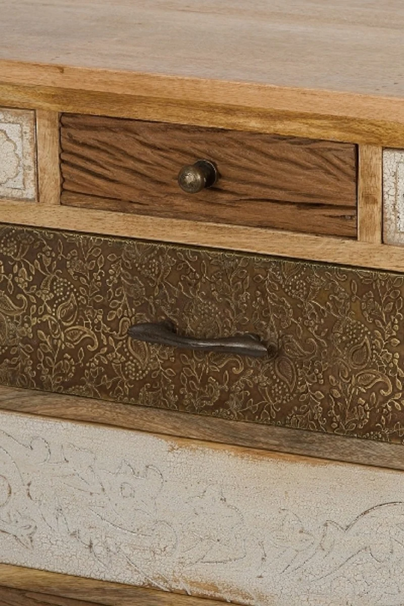 Casa Padrino Landhausstil Kommode mit 7 Schubladen Naturfarben / Mehrfarbig 70 x 30 x H. 80 cm - Landhausstil Möbel