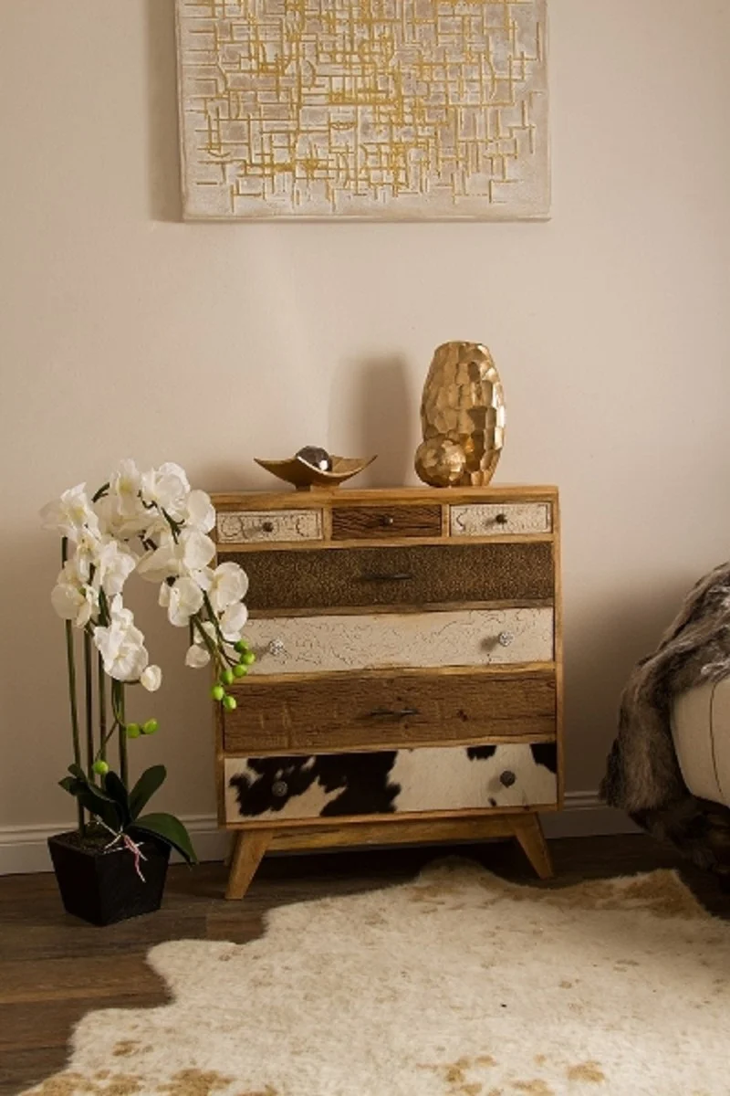 Casa Padrino Landhausstil Kommode mit 7 Schubladen Naturfarben / Mehrfarbig 70 x 30 x H. 80 cm - Landhausstil Möbel