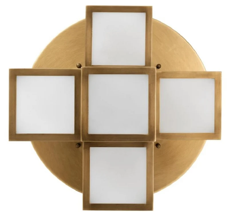 Casa Padrino Luxus Deckenleuchte Antik Messingfarben / Weiß Ø 50 x H. 53,5 cm - Luxus Qualität