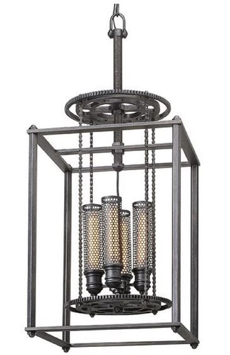 Casa Padrino Luxus Hängeleuchte / Industrieleuchte Antik Zinnfarben 41,9 x 41,9 x H. 97,2 cm - Luxus Kollektion