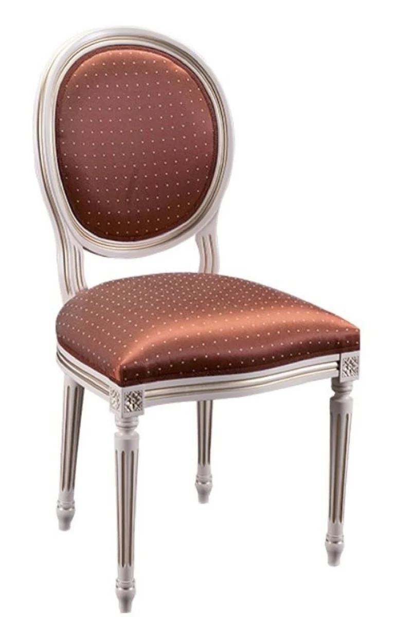 Casa Padrino Luxus Barock Esszimmer Set Creme / Gold / Orange 49 x 43,5 x H. 98 cm - 6 Esszimmerstühle - Esszimmermöbel