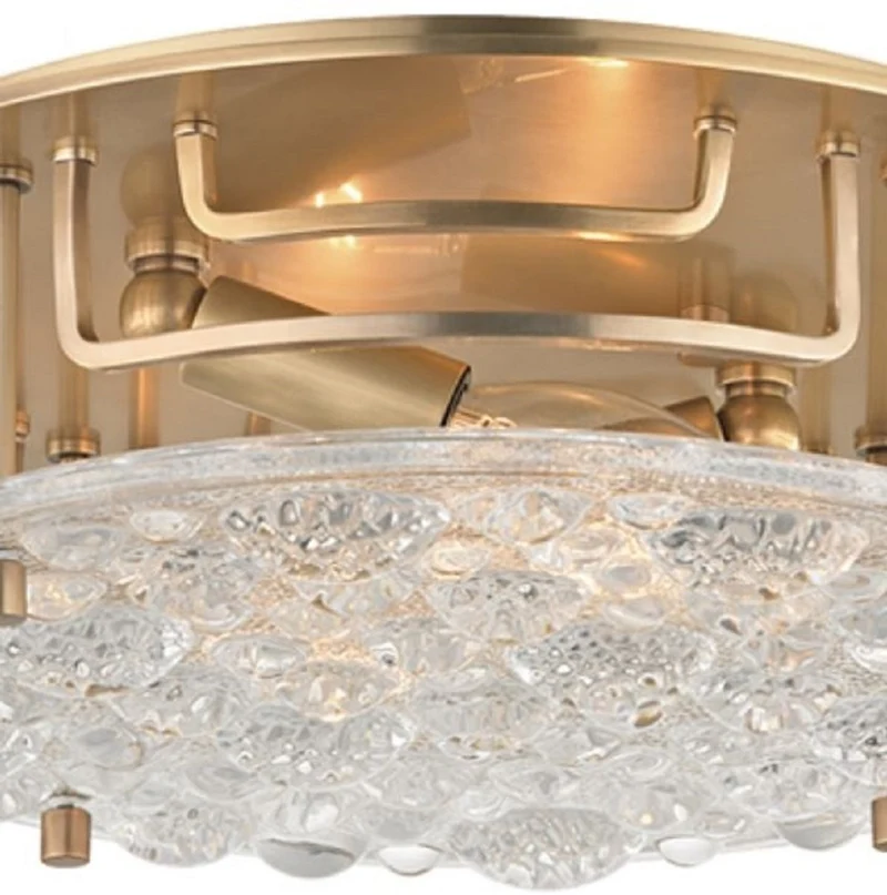 Casa Padrino Luxus Deckenleuchte Antik Messingfarben Ø 28,6 x H. 9,5 cm - Runde Deckenlampe mit handgefertigtem Glas - Luxus Qualität
