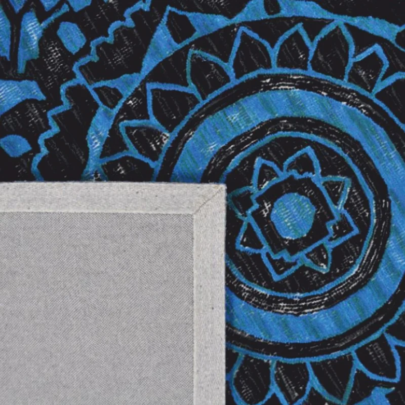 Casa Padrino Luxus Teppich Blau / Schwarz 300 x 200 cm - Rechteckiger Wollteppich - Wohnzimmer Teppich - Hotel Teppich