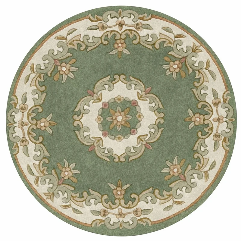 Casa Padrino Luxus Barock Wohnzimmer Teppich Grün / Creme - Verschiedene Größen