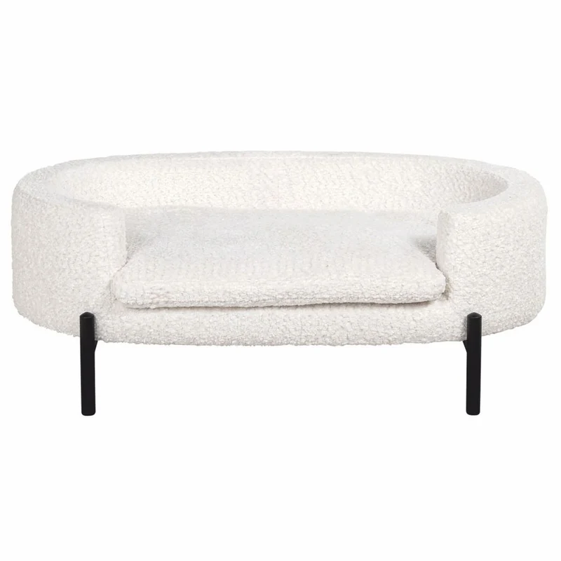Casa Padrino Luxus Hundebett Weiß / Schwarz 84 cm - Luxus Hundemöbel