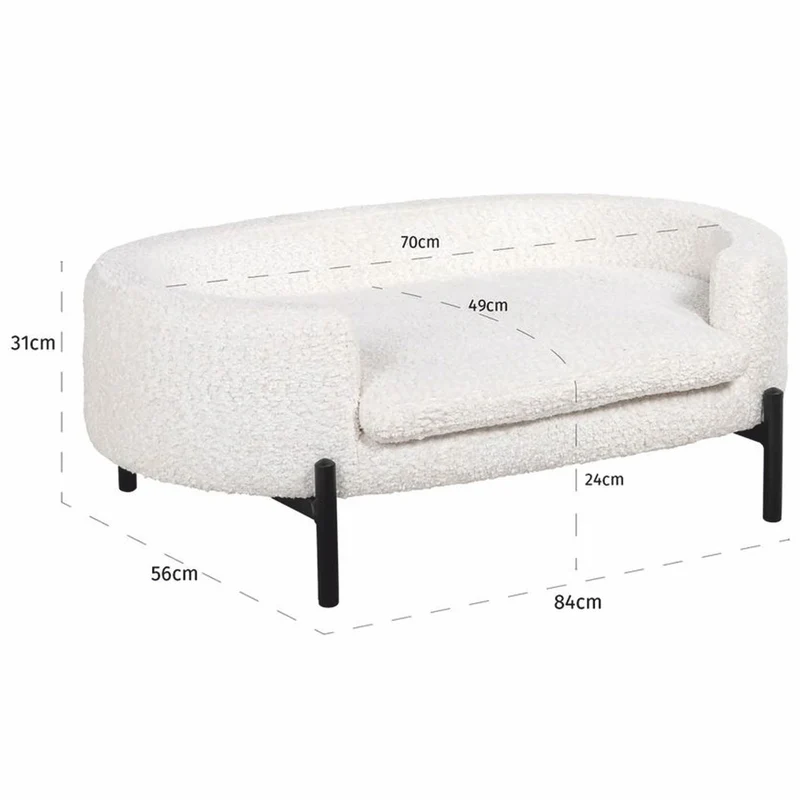 Casa Padrino Luxus Hundebett Weiß / Schwarz 84 cm - Luxus Hundemöbel