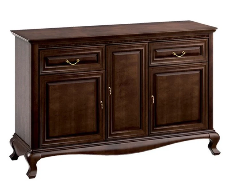 Casa Padrino Luxus Jugendstil Kommode mit 3 Türen und 2 Schubladen Dunkelbraun 148,3 x 45,6 x H. 95 cm - Luxus Qualität