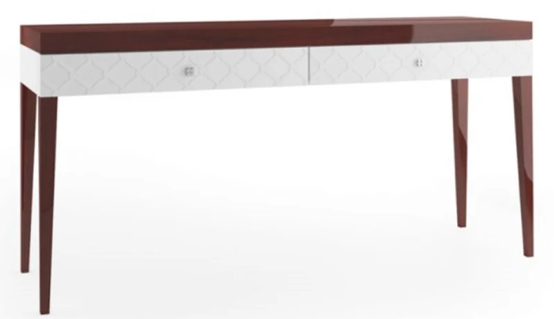 Casa Padrino Luxus Konsolentisch mit 2 Schubladen Hochglanz Braun / Weiß 171,4 x 45 x H. 83 cm - Luxus Möbel