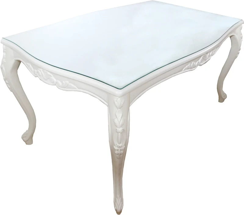 Casa Padrino Barock Luxus Esstisch Weiss 160 x 100 cm - Hotel, Restaurant Möbel - Made in Italy