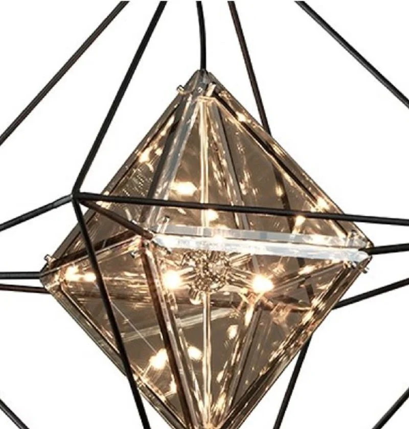 Casa Padrino Luxus LED Hängeleuchte Schwarz 45,7 x 45,7 x H. 64,1 cm - Designer Lampe mit handgefertigtem Schmiedeeisen Rahmen