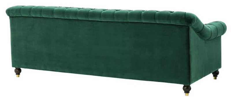 Casa Padrino Luxus Chesterfield Wohnzimmer Sofa Grün / Braun / Gold 230 x 90 x H. 81,5 cm - Luxus Qualität