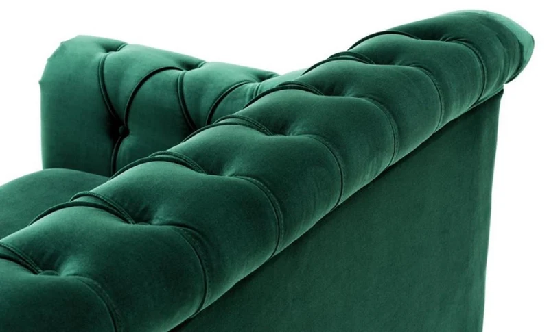 Casa Padrino Luxus Chesterfield Wohnzimmer Sofa Grün / Braun / Gold 230 x 90 x H. 81,5 cm - Luxus Qualität