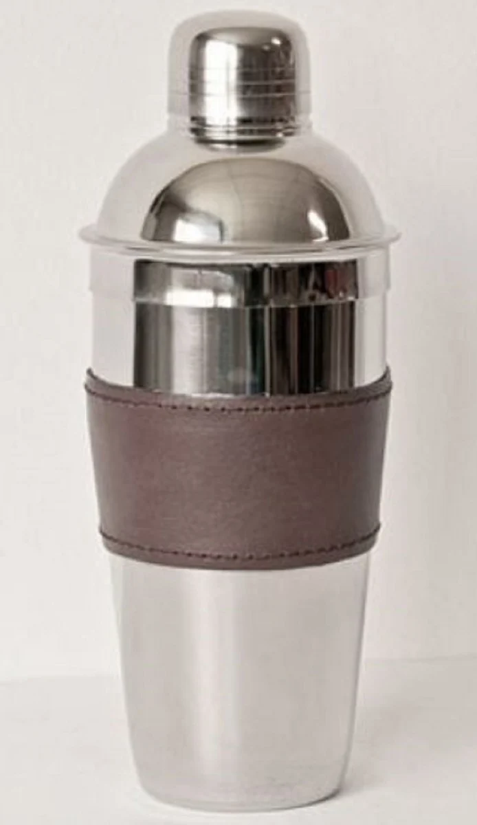Casa Padrino Luxus Cocktailshaker Silber / Braun H. 23 cm - Gastronomie Accessoires
