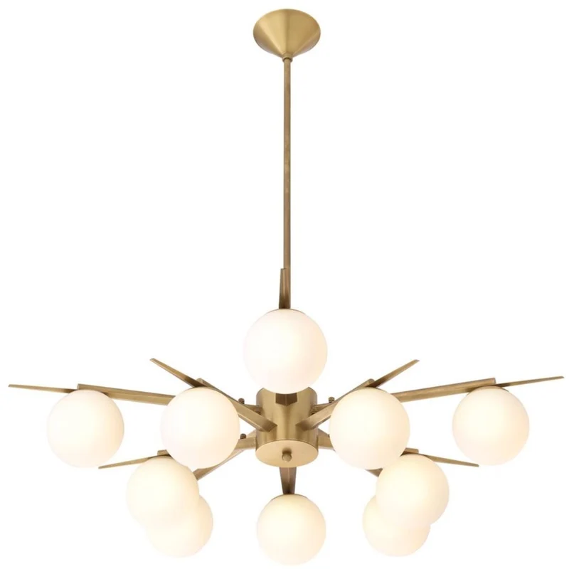 Casa Padrino Luxus Kronleuchter Antik Messingfarben / Weiß Ø 90 x H. 20 cm - Luxus Möbel