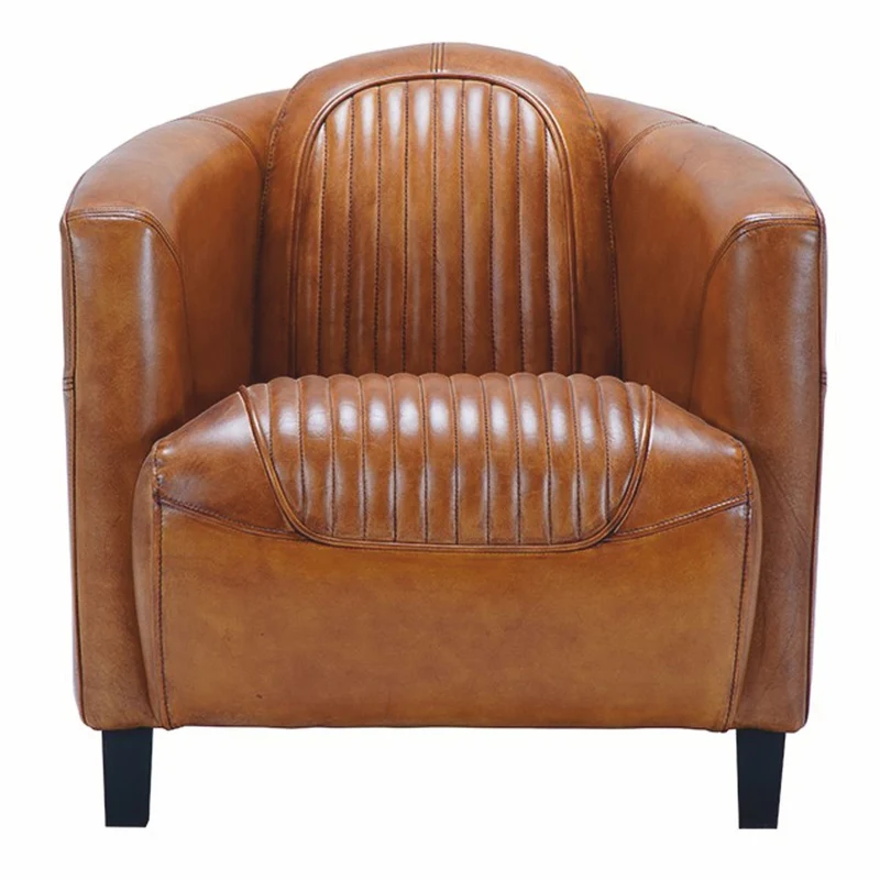Casa Padrino Luxus Leder Sessel Braun / Schwarz 75 x 83 x H. 70 cm - Echtleder Wohnzimmer Möbel