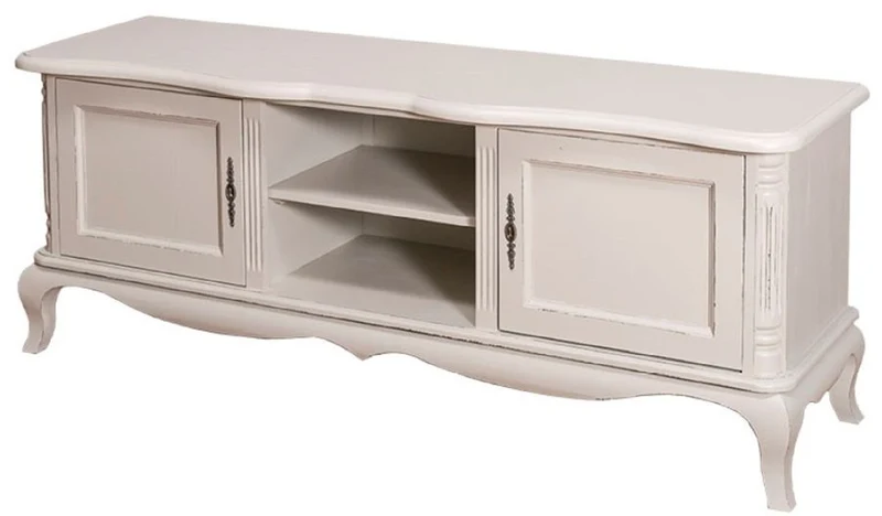 Casa Padrino Landhausstil Sideboard mit 2 Türen Antik Hellgrau 158 x 48 x H. 60 cm - Landhausstil Wohnzimmermöbel