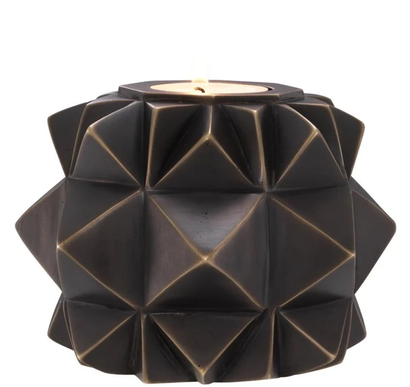 Casa Padrino Luxus Messing Teelichthalter Bronze Ø 13 x H. 9 cm - Deko Accessoires