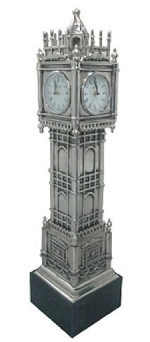 Casa Padrino Luxus Standuhr Tower Silber / Schwarz 20 x 20 x H. 85 cm - Luxus Deko Accessoires