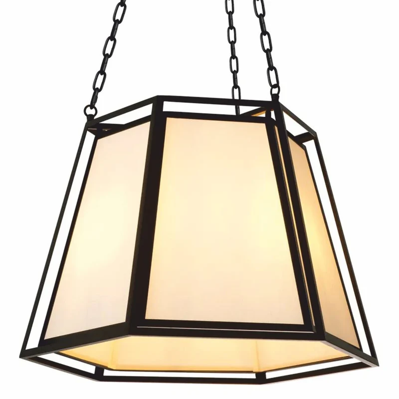Casa Padrino Luxus Hängeleuchte Schwarz / Creme H. 120,5 cm - Luxus Leuchten