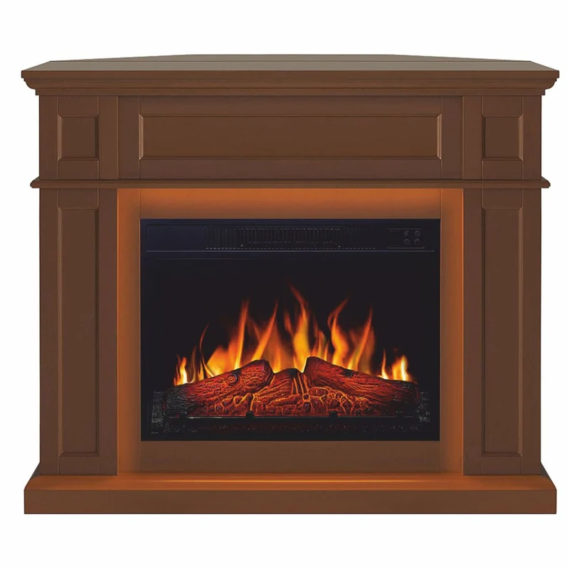 Casa Padrino Landhausstil LED Elektrokamin Braun 104 x 32-64 x H. 87 cm