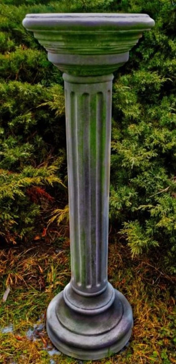 Casa Padrino Barock Gartendeko Säule Grau Ø 27 x H. 85 cm - Prunkvolle runde Gartensäule im Barockstil