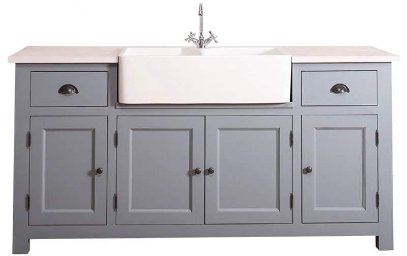 Casa Padrino Landhausstil Waschbeckenschrank Blau / Weiß 180 x 65 x H. 90 cm - Waschtisch mit 4 Türen und 2 Schubladen