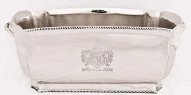 Casa Padrino Luxus Messing Weinkühler Silber 34 x 18,5 x H. 14,5 cm - Hotel & Restaurant Accessoires