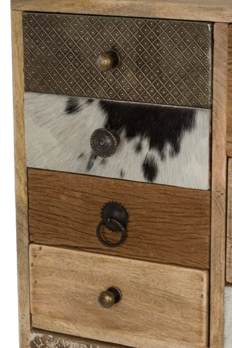 Casa Padrino Landhausstil Kommode Naturfarben / Mehrfarbig 55 x 30 x H. 110 cm - Landhausstil Schrank mit Tür und 11 Schubladen