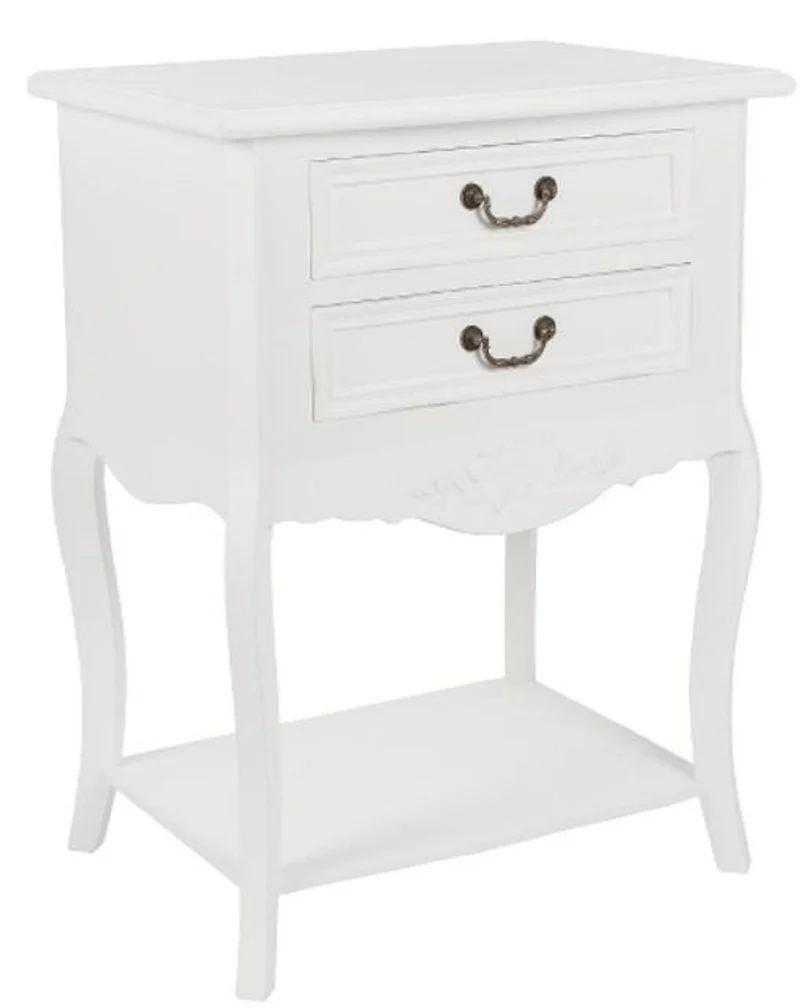 Casa Padrino Landhausstil Shabby Chic Beistelltisch mit 2 Schubladen Antik Weiß 55 x 40 x H. 73 cm - Landhausstil Möbel