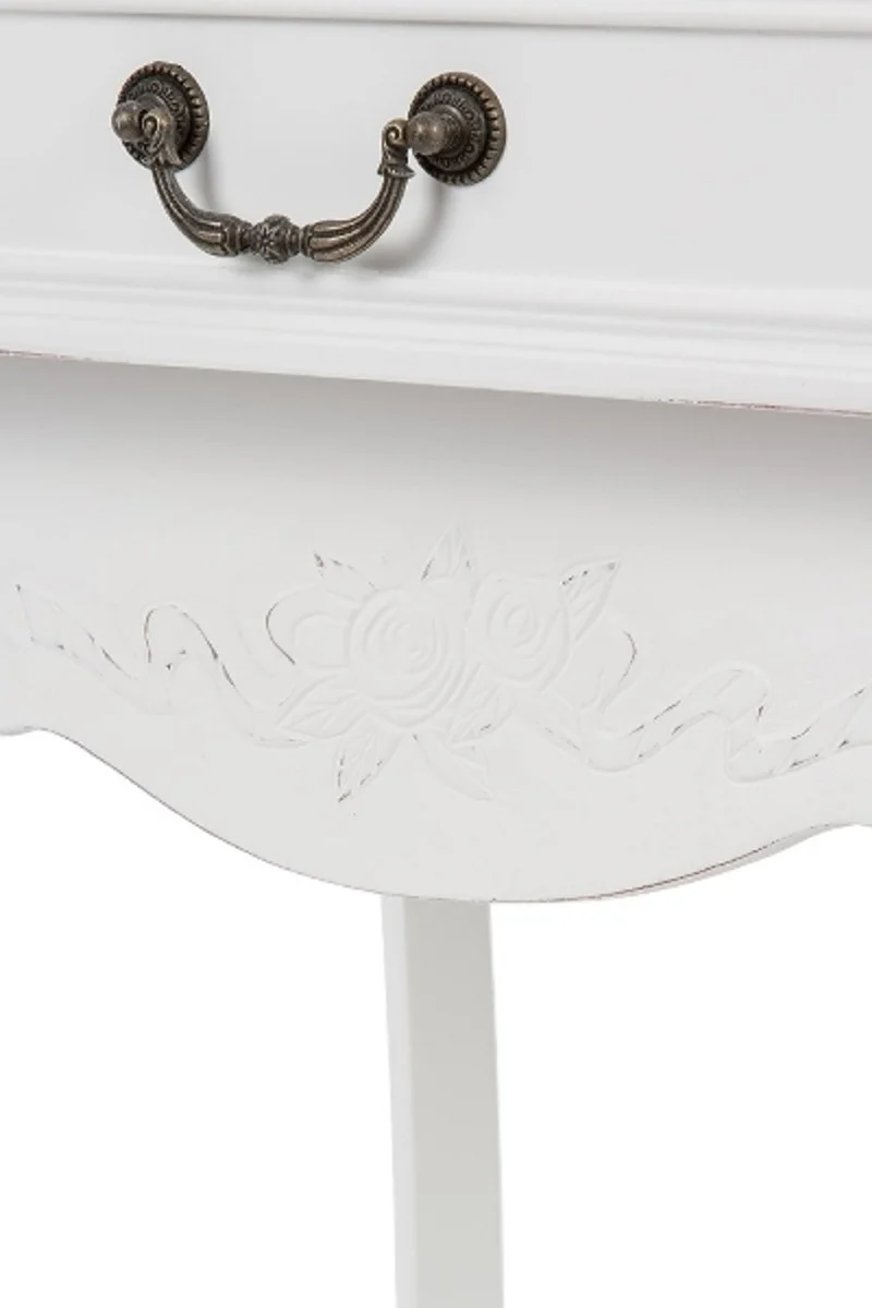 Casa Padrino Landhausstil Shabby Chic Beistelltisch mit 2 Schubladen Antik Weiß 55 x 40 x H. 73 cm - Landhausstil Möbel