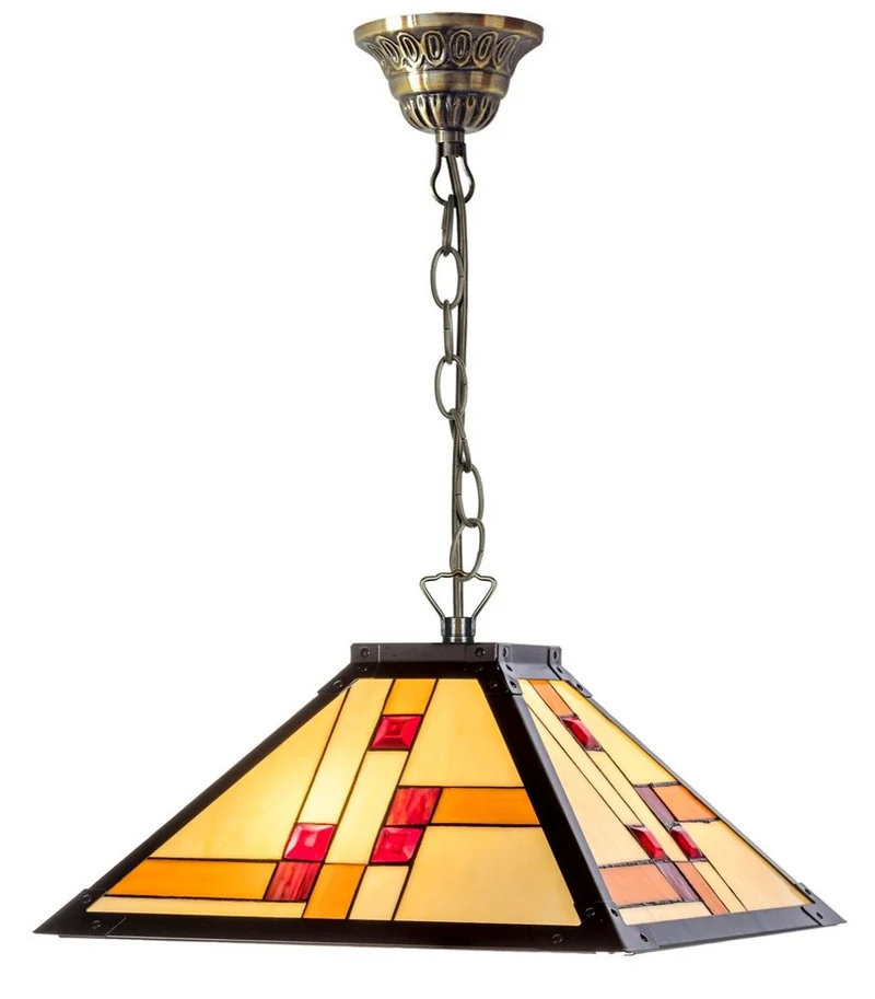 Casa Padrino Luxus Tiffany Hängeleuchte Schwarz / Mehrfarbig 40 x 40 cm - Handgefertigte Pendelleuchte aus 64 Teilen