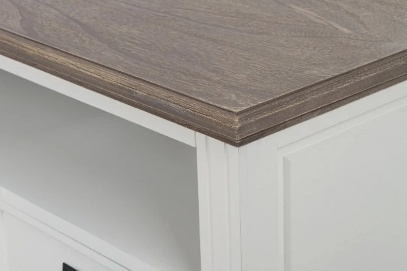 Casa Padrino Landhausstil Fernsehschrank Weiß / Braun 99 x 40 x H. 51 cm - Handgefertigter Wohnzimmer TV Schrank im Landhausstil