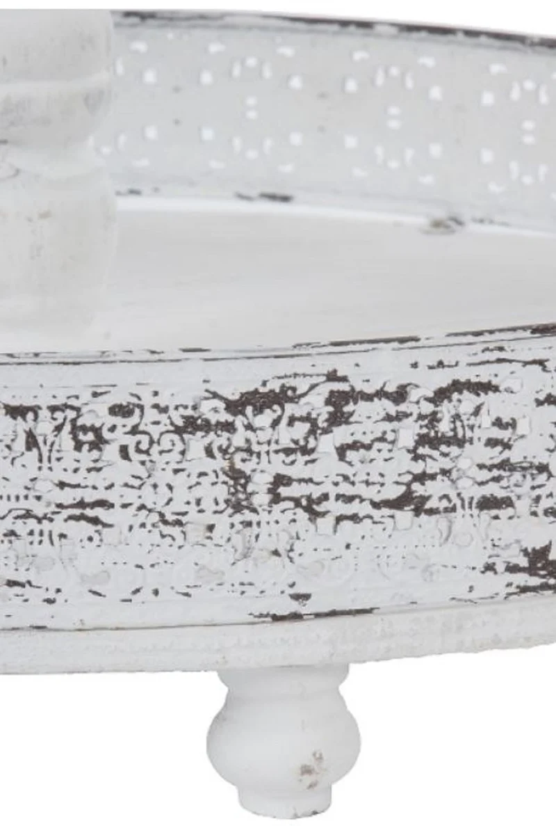 Casa Padrino Landhausstil Shabby Chic Etagere 3-Stufig Antik Weiß Ø 40 x H. 66 cm - Gastronomie Accessoires