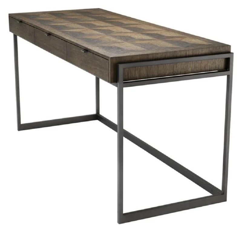Casa Padrino Luxus Schreibtisch mit 3 Schubladen Braun / Bronze 150 x 60 x H. 75,5 cm - Büromöbel